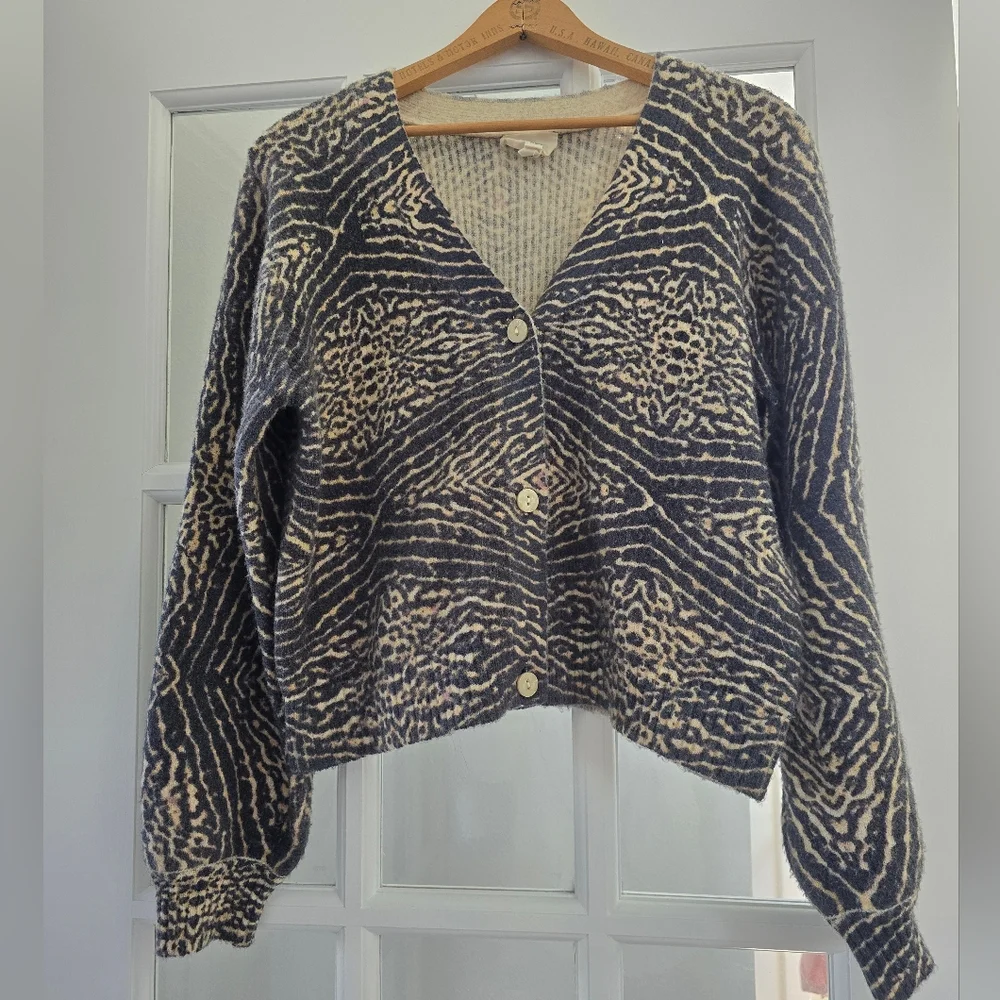 ANTHROPOLOGIE x Kachel Artistic Soft Wool Blend V Neck Cardigan Cocoa Brown XS - Picture 6 of 9
